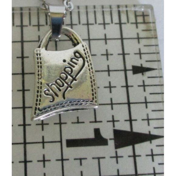 New Shopping Bag Pendant Necklace 18" Stainless Chain Stylish & Unique Jewelry - Picture 3 of 5